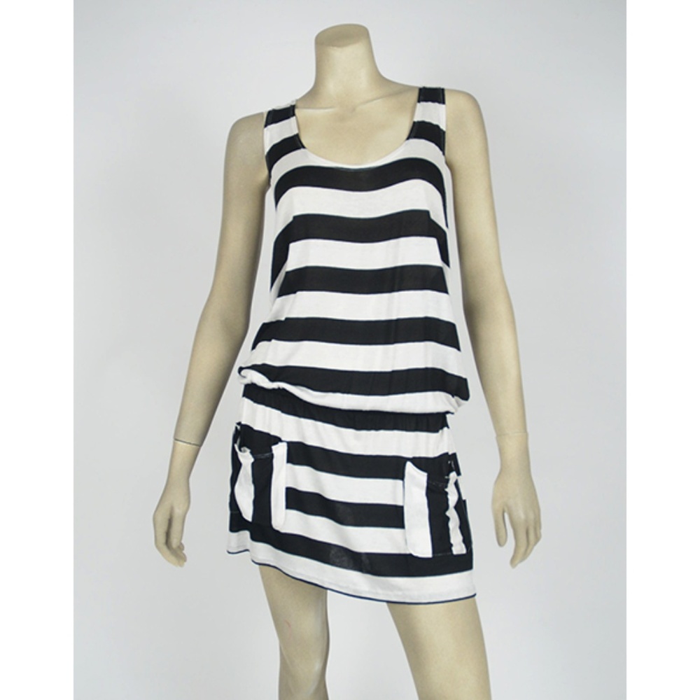 New Splendid Racer Back Dress black & white